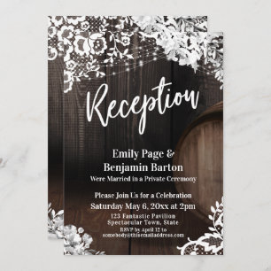 Invitation Réception Mariage Bois Baril Luminaires de dentell