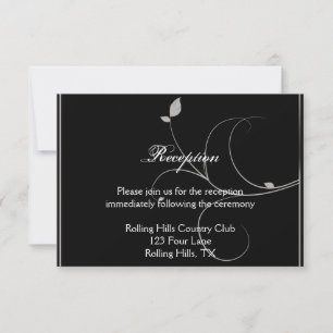 Invitation Réception Mariage de automne Feuille noire et arge