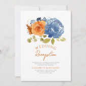 Invitation Réception Mariage de automne Floral Orange Bural N (Devant)