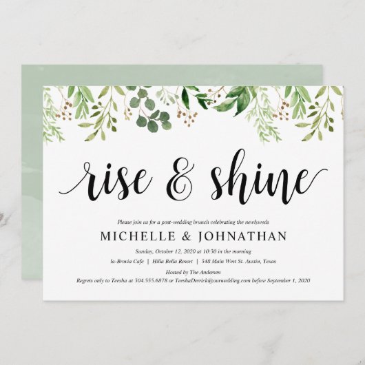 Invitation Réception Mariage de poste de verdure Brunch Elope (Devant / Derrière)