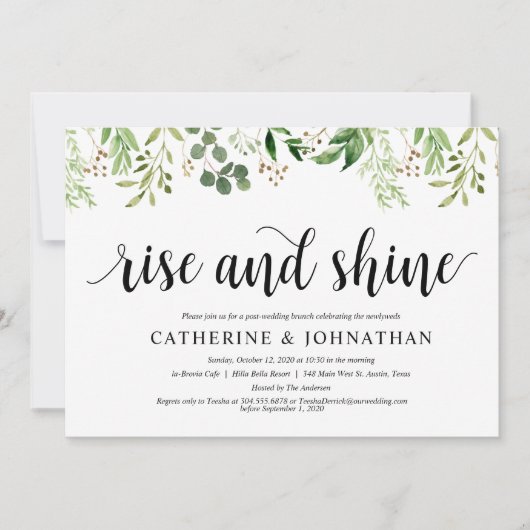 Invitation Réception Mariage de poste de verdure Brunch Elope (Devant)