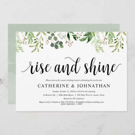 Invitation Réception Mariage de poste de verdure Brunch Elope (Devant / Derrière)