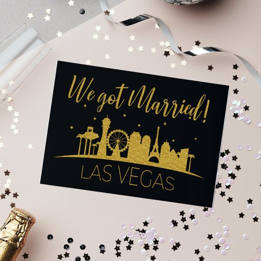 Invitation Réception Mariage Elopement Black Gold Las Vegas