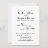 Invitation Réception Mariage Joli Script Noir Blanc Simple (Devant)