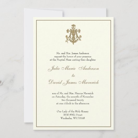 Invitation Réception Mariage Mariage Catholique Combo (Devant)