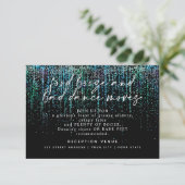 Invitation Réception Mariage moderne Parties scintillant Aqua (Debout devant)