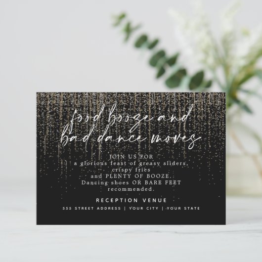 Invitation Réception Mariage moderne Parties scintillant Cham (Debout devant)