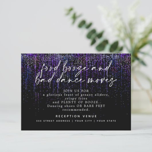 Invitation Réception Mariage moderne Parties scintillant Edgy (Debout devant)
