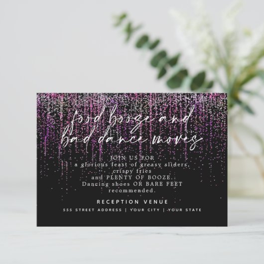 Invitation Réception Mariage moderne Parties scintillant Mage (Debout devant)