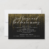Invitation Réception Mariage moderne Parties scintillant Noir (Devant)