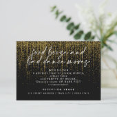 Invitation Réception Mariage moderne Parties scintillant Noir (Debout devant)