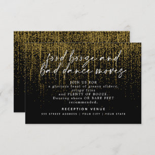 Invitation Réception Mariage moderne Parties scintillant Noir