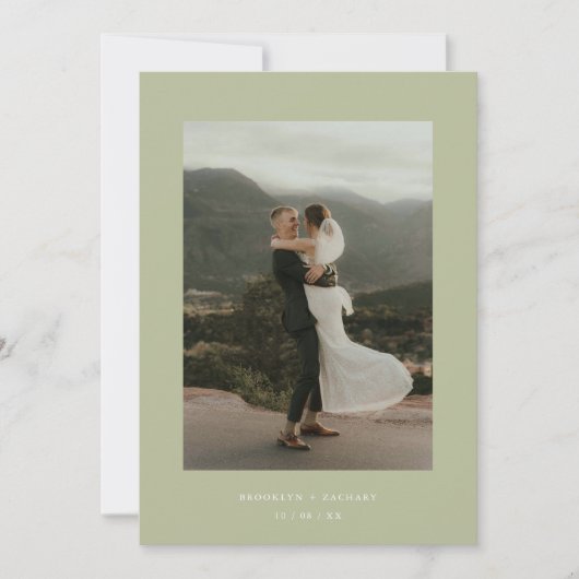 Invitation Réception Mariage moderne Sage Green Eloping (Devant)