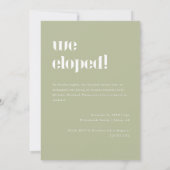 Invitation Réception Mariage moderne Sage Green Eloping (Dos)
