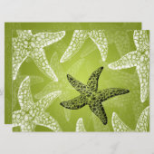 Invitation Réception Mariage plage Starfish Lime Green (Devant / Derrière)