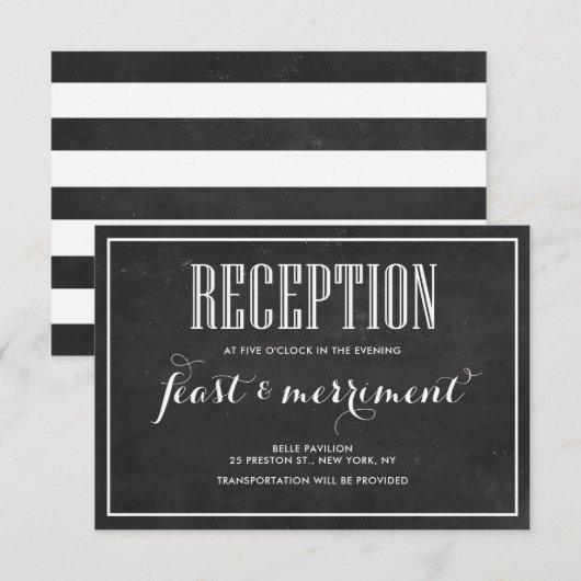 Invitation Réception Mariage Rustique Tableau Noir Manger Boi (Devant / Derrière)