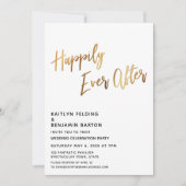 Invitation Réception minimale de script en or Happily Ever Af (Devant)