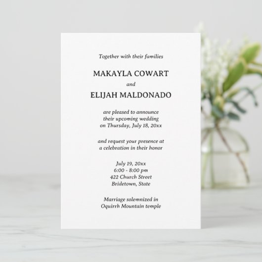 Invitation Réception minimaliste de mariage espagnol-anglais (Debout devant)