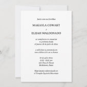 Invitation Réception minimaliste de mariage espagnol-anglais (Dos)