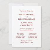 Invitation Réception minimaliste Espagnol-Anglais-Rouge Deux (Devant)