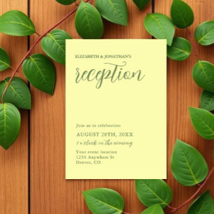 Invitation Réception minimaliste jaune beurre et sauge