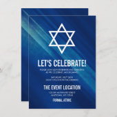 Invitation Réception moderne Blue Grunge Bar Mitzvah (Devant / Derrière)