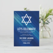 Invitation Réception moderne Blue Grunge Bar Mitzvah (Debout devant)