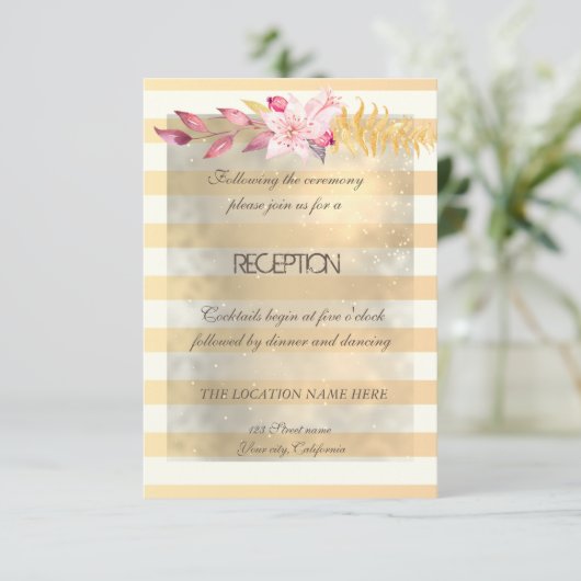 Invitation Réception Moderne Chic Fleurs Gratées (Debout devant)