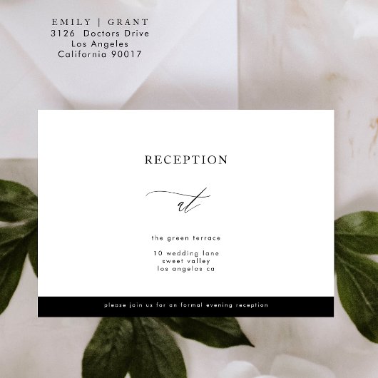 Invitation Réception Moderne de Calla Simple Noir et Blanc