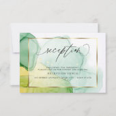 Invitation Réception moderne Encre et verdure et dorures (Devant)