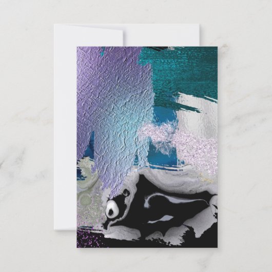 Invitation Réception | Moderne Faux Metallic Turquoise Violet (Dos)