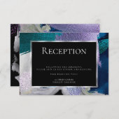Invitation Réception | Moderne Faux Metallic Turquoise Violet (Devant / Derrière)