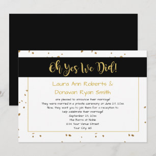Invitation Réception moderne Noir Blanc Or Étincelle Seulemen