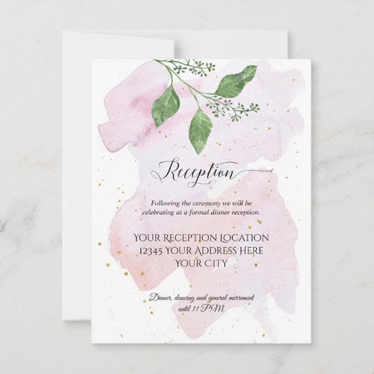 Invitation Réception moderne or Eucalyptus Mariage vert (Devant)