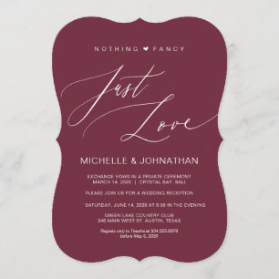 Invitation Réception moderne Script Bourgogne Mariage Elopeme