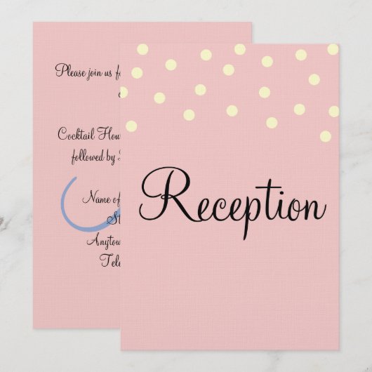 Invitation Réception Monogramme Bleu Rose (Devant / Derrière)