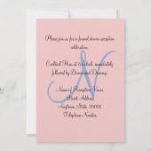 Invitation Réception Monogramme Bleu Rose (Dos)