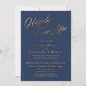 Invitation Réception Navy Happily Ever After avec confettis d (Devant)