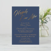 Invitation Réception Navy Happily Ever After avec confettis d (Debout devant)