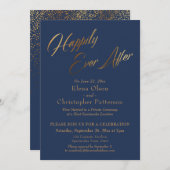Invitation Réception Navy Happily Ever After avec confettis d (Devant / Derrière)