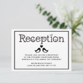 Invitation Réception Noir & Blanc Inséparables Cœurs Mariage (Debout devant)