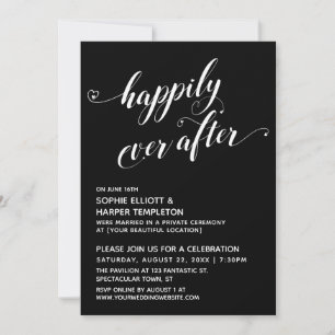 Invitation Réception noire de scénario de cœurs pour toujours