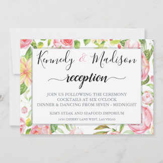 INVITATION RÉCEPTION NUMÉRIQUE PRINTEMPS ROSE ROSE BETTERFLY