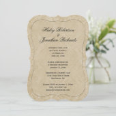 Invitation Réception Palest Gold Tan Damask Seulement (Debout devant)
