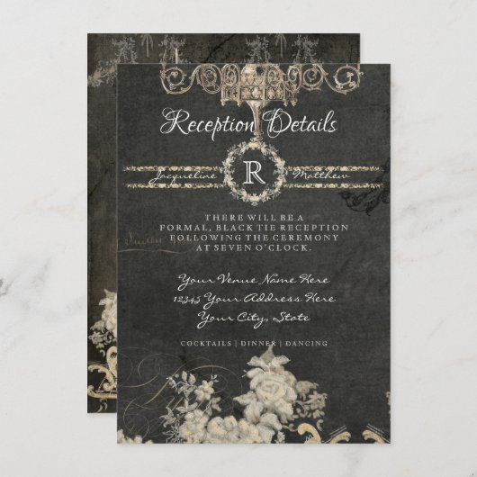 Invitation Réception Paris Chalkboard Monogramme Typographie (Devant / Derrière)