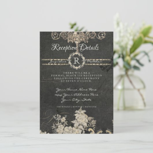 Invitation Réception Paris Chalkboard Monogramme Typographie (Debout devant)