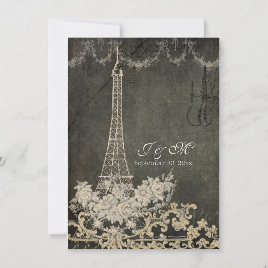 Invitation Réception Paris Chalkboard Monogramme Typographie (Dos)