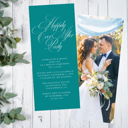 Invitation Réception photo de Teal Happily Ever After