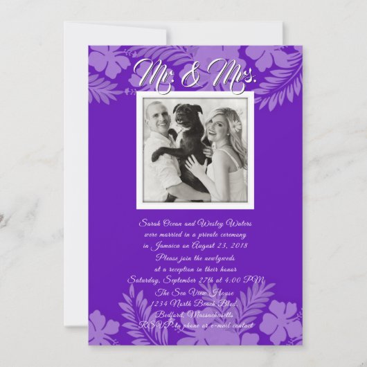 Invitation Réception photo Feuille de l'Hibiscus violet uniqu (Devant)