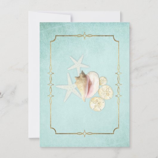 Invitation Réception Plage Côte d'Azur Coquilles Ocean Faux G (Dos)